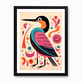 Pink Scandi Cormorant 1 Art Print