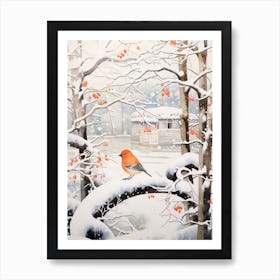 Winter Bird Painting Finch 1 Art Print