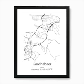 Gardhabaer,Iceland Minimalist Map Art Print