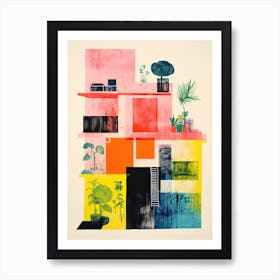 A House In Barcelona, Abstract Risograph Style 6 Art Print