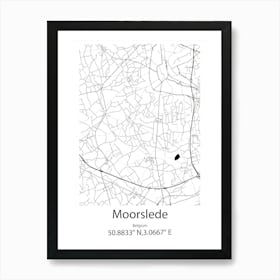 Moorslede,Belgium Minimalist Map Art Print