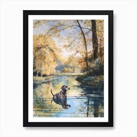 Painting Of A Dog In Versailles Gardens, France In The Style Of Watercolour 04 Art Print