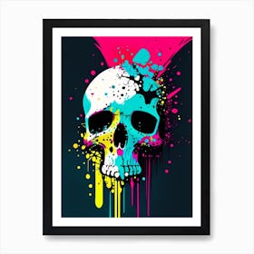Skull With Splatter Effects 3 Pop Art Art Print