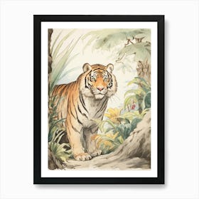 Storybook Animal Watercolour Siberian Tiger 4 Art Print