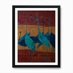 Blue Cranes Art Print