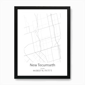 New Tecumseth,Canada Minimalist Map Art Print