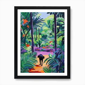 Painting Of A Dog In Royal Botanic Garden, Kew United Kingdom In The Style Of Matisse 01 Art Print
