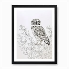 Burrowing Owl Marker Drawing 3 Art Print