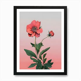 Pink Flowers On A Pink Background 8 Art Print