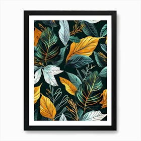 Seamless Pattern With Leaves 3 Art Print