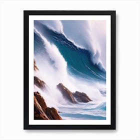 Big Wave Vintage Painting Art Print