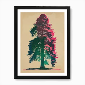 Redwood Tree Colourful Illustration 2 Art Print