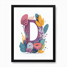 Colorful Letter D Illustration 80 Art Print