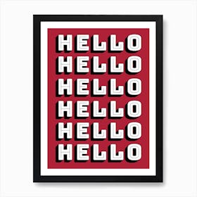 Hello Typography Red Art Print