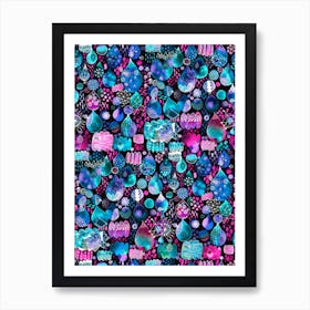 Rain Stitches Neon Art Print