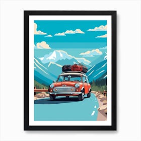 A Mini Cooper In The Andean Crossing Patagonia Illustration 4 Art Print