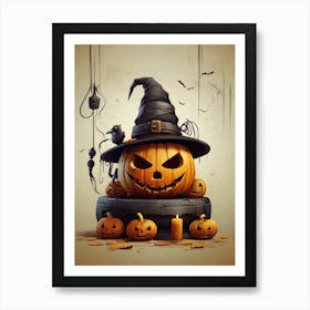 Halloween Pumpkin Hat 3 Art Print