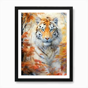 Tiger In Autumn animal Art Print