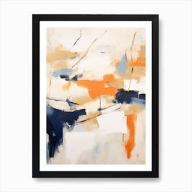 Navy And Orange Autumn Abstract Painting 5 Art Print