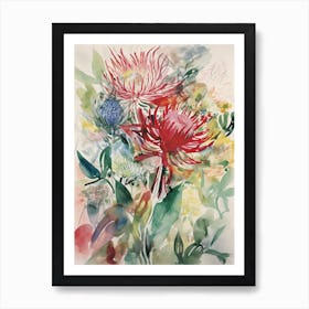 Proteas Flower Illustration 3 Art Print