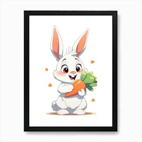 Cute Bunny Holding Carrot Poster