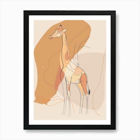 Giraffe - Boho, Line Art 15 Art Print