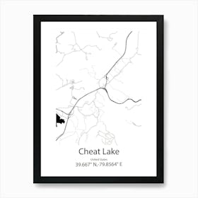 Cheat Lake,United States Minimalist Map Art Print