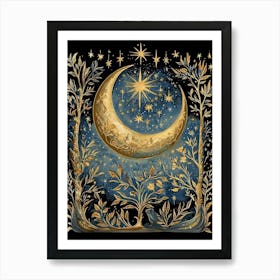 William Morris Art Sun Moon Night Eclipse Morris Exhibition Print Botanical Poster Gold Vintage Full Art Print