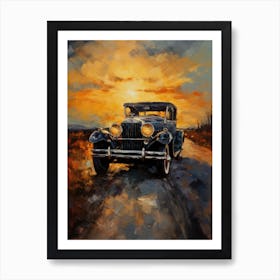 Old Car At Sunset 1 Art Print