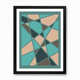 Abstract Geometric Triangles Turquoise Art Print