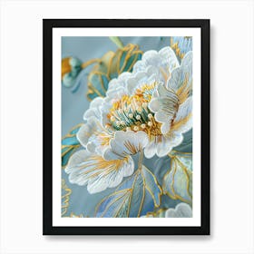 Peony Embroidery 3 Art Print