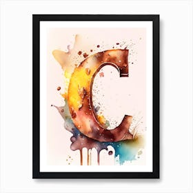C  Letter, Alphabet Storybook Watercolour 1 Art Print