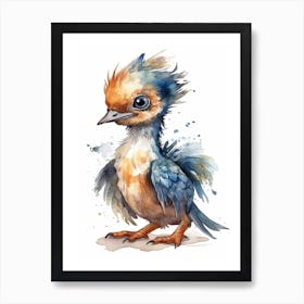 Archaeopteryx Cute Dinosaur Watercolour 3 Art Print