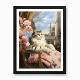 Cat In A Blanket Lounging In The Sun Art Print