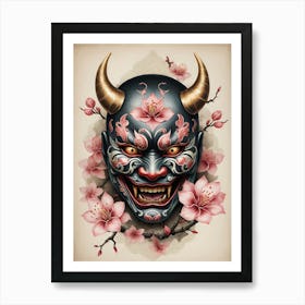 Floral Irezumi The Traditional Japanese Tattoo Hannya Mask (20) Art Print