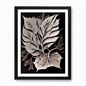 Peach Leaf Linocut 2 Art Print