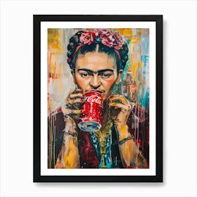 Frida Kahlo pop art graffiti Art Print