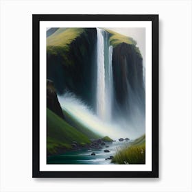 Skógafoss, Iceland Peaceful Oil Art  (2) Art Print