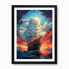 Pirate Ship In The Sky Art Print