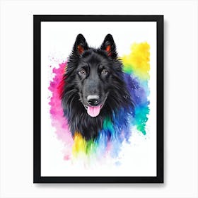 Belgian Sheepdog Rainbow Oil Painting Dog Art Print