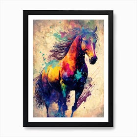 Horse Art Painting Drawing Vintage Retro Illustration Design 20 Art Print