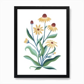 Wild Yellow Coneflower Botanical Painting Art Print