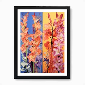 Surreal Florals Gladiolus 3 Flower Painting Art Print