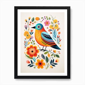 Scandinavian Bird Illustration European Robin 1 Art Print