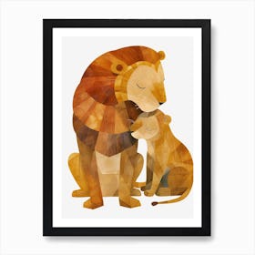 African Lion Family Bonding Clipart 4 Art Print