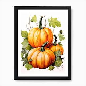 Jarrahdale Pumpkin Watercolour Illustration 1 Art Print