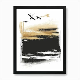 Black And White Seagulls Art Print