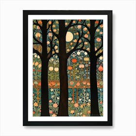 Moonlight In The Forest William Morris 2 Art Print