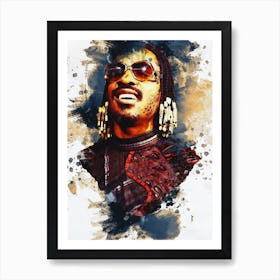 Smudge Of Portrait Stevie Wonder Art Print
