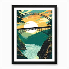 New River Gorge Bridge, West Virgina Colourful 2 Art Print